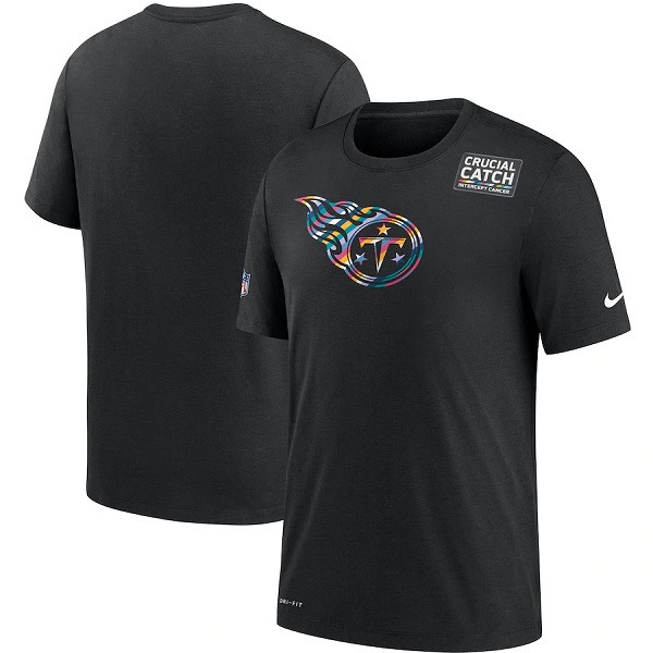 Tennessee Titans 2020 Black Sideline Crucial Catch Performance NFL T-Shirt (All Size)